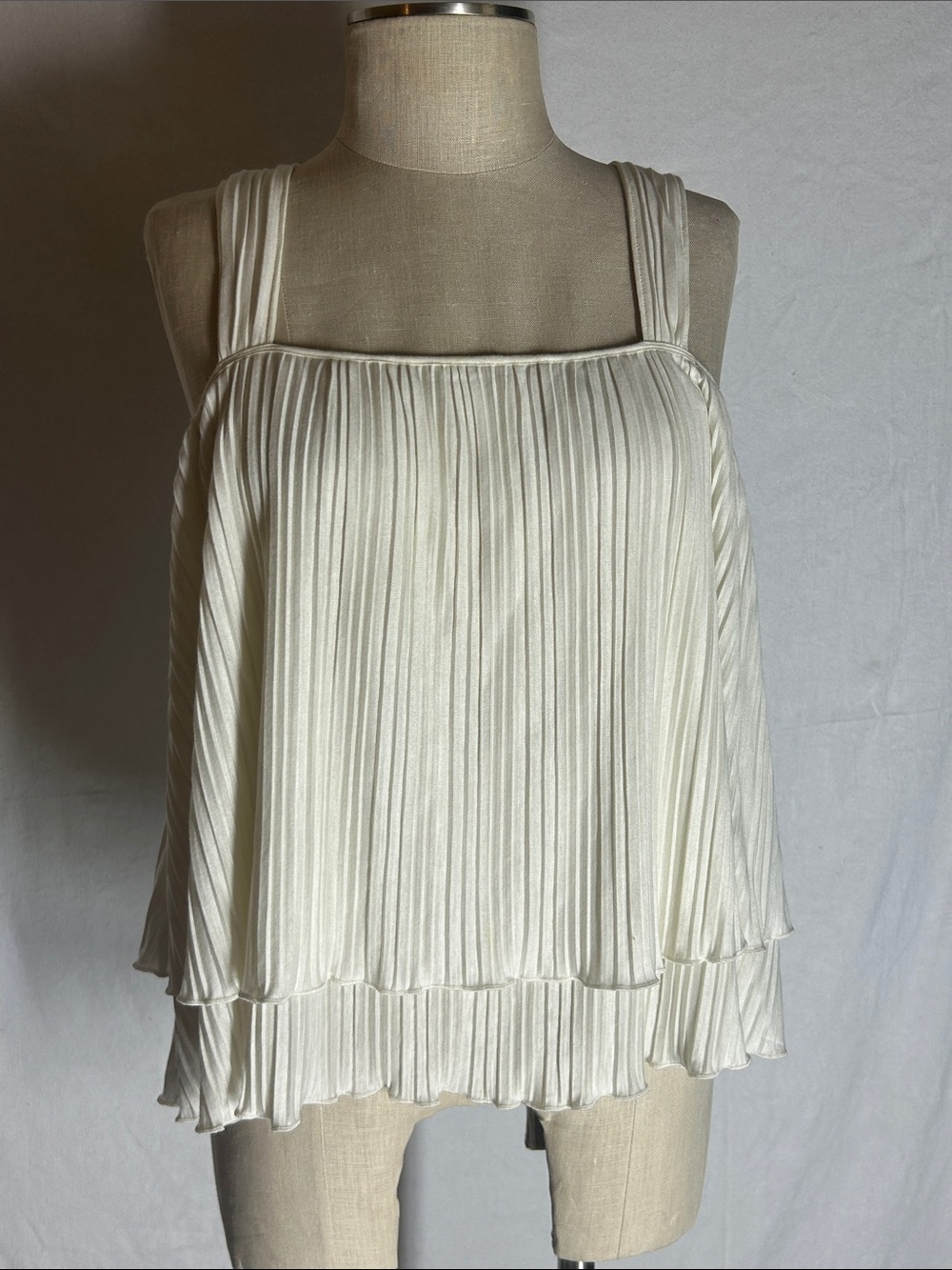 Express Cream Pleated Layered Camisole Tank